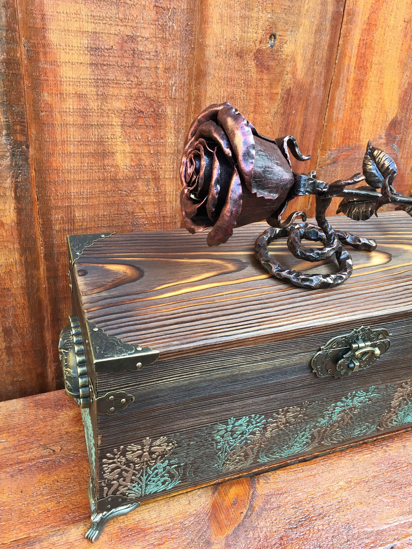Iron rose in a casket, 40th anniversary gift for parents, ruby anniversary gift, wedding anniversary, 11th, 5th, 6th, ruby gift for her