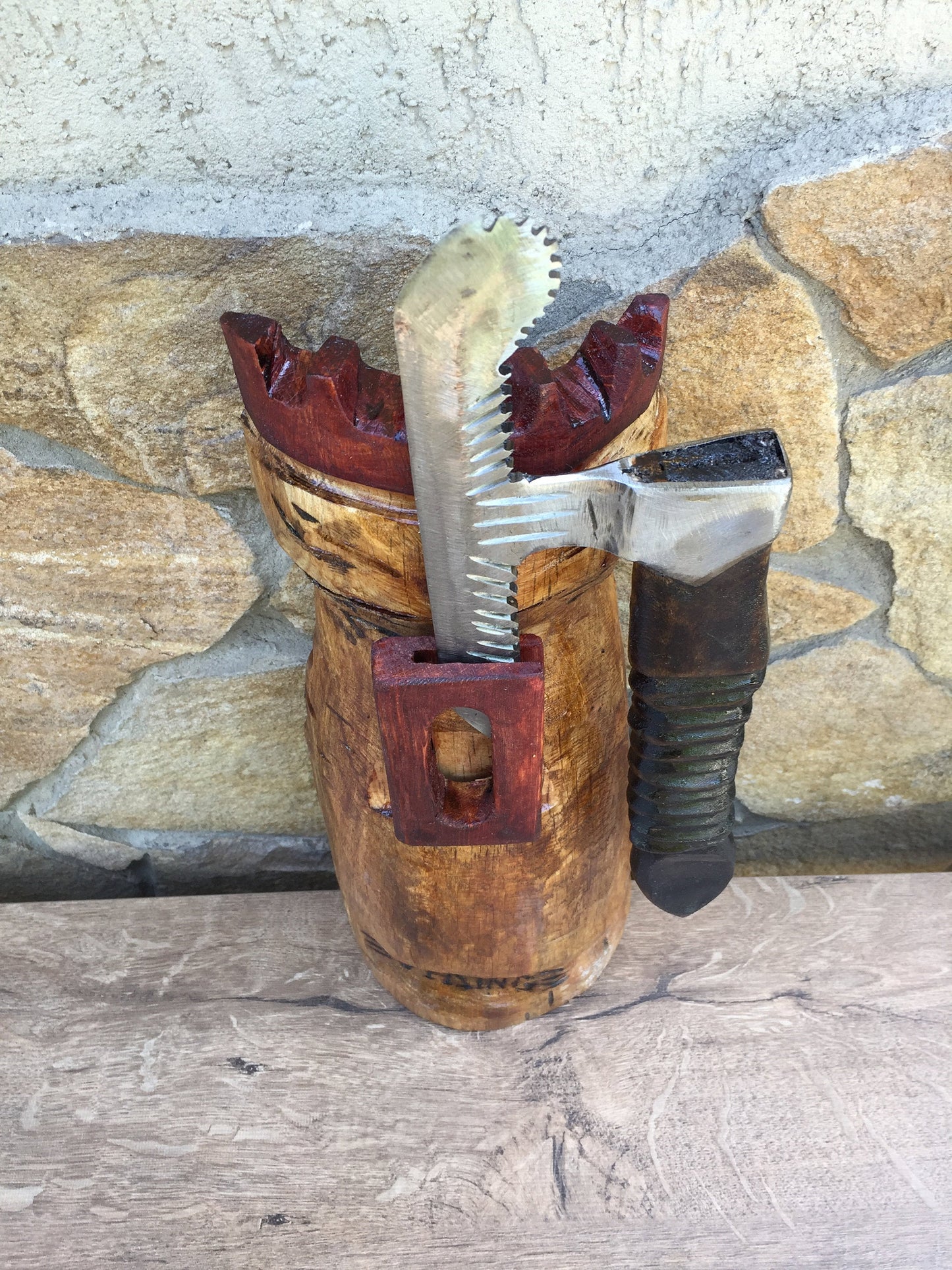 Viking kitchen axe, viking cutlery, medieval cutlery, reenactment, viking dragon, wood carving, viking decor, viking knife, SCA, LARP, fork