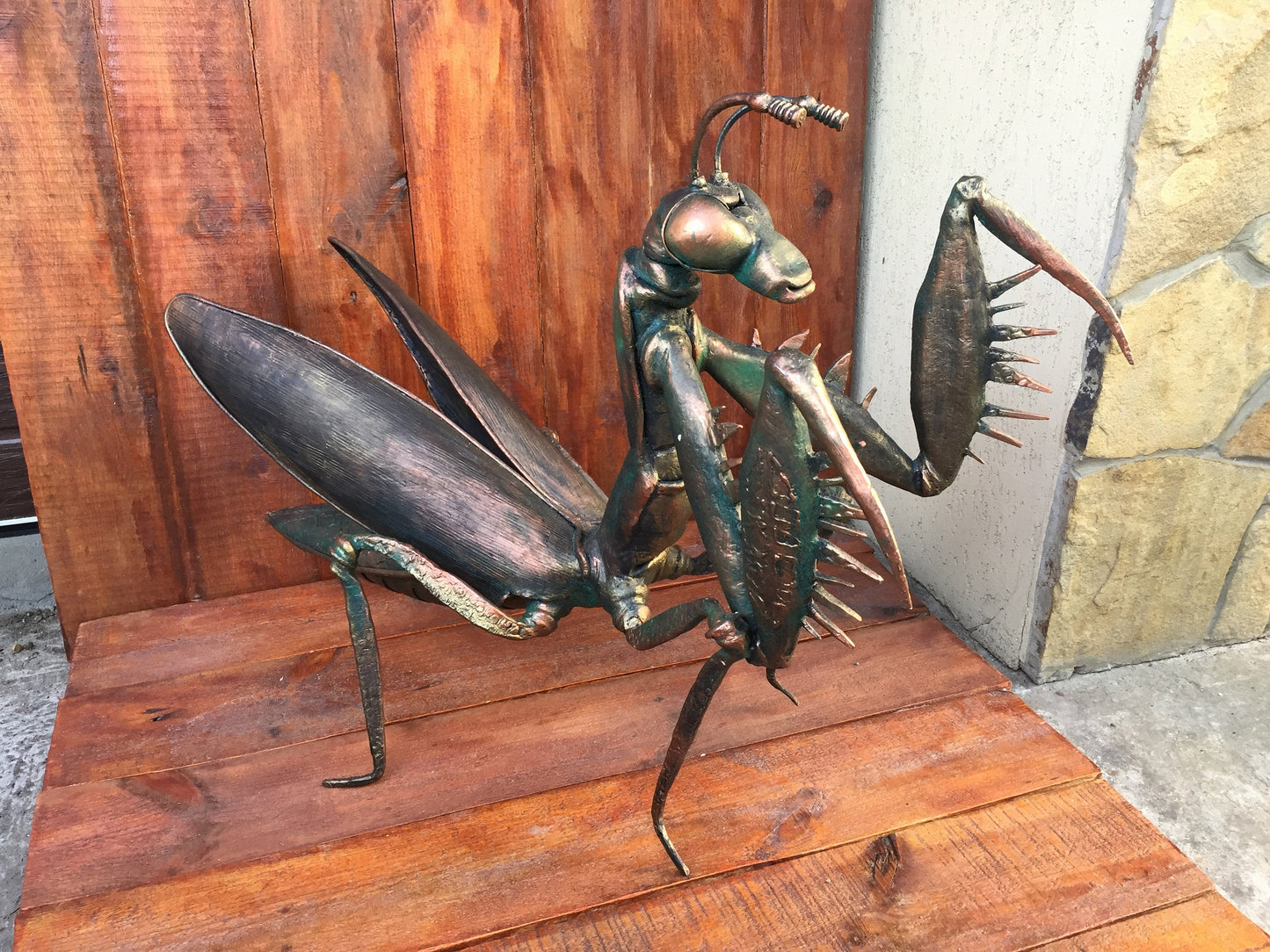 Iron mantis, mantis art, mantis cosplay, garden metal art, garden sculpture, yard art, garden decor, landscape art, yard sculpture,iron gift