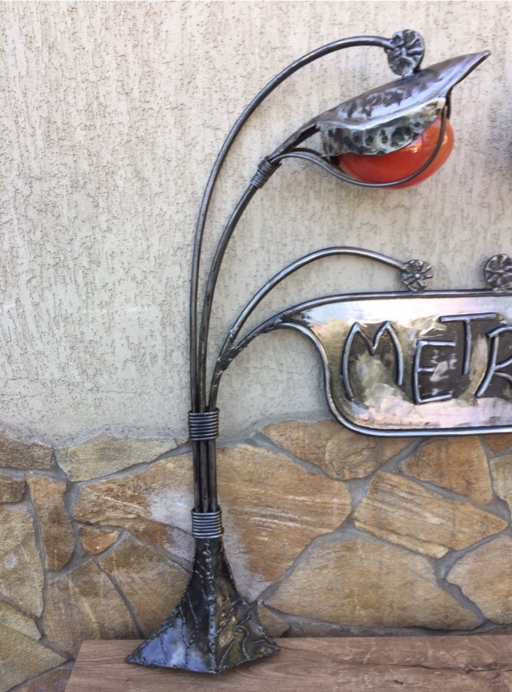 Hand forged lantern, Paris metro, wall lamp, lantern, garden lamp,porch lamp,iron gifts,lighting,light fixture,wedding gift,anniversary gift