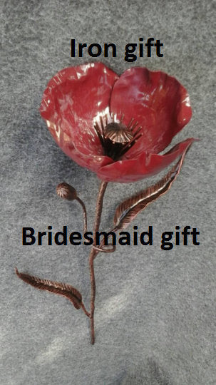 Hand forged poppy, bridesmaid gifts, gift for bride, bridesmaid gift, bride gift, brides gift, bachelorette party, gift for bridsmaid, poppy