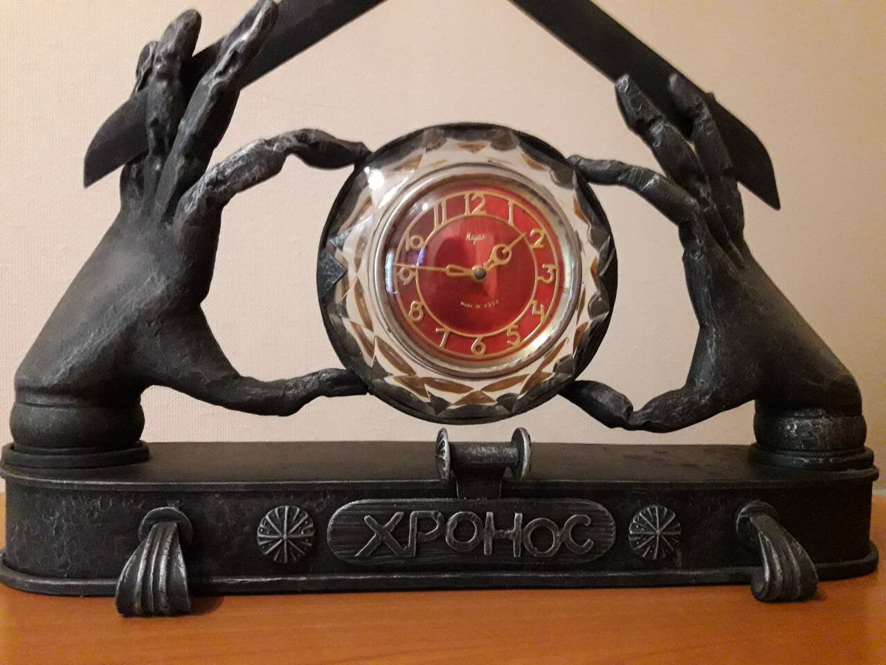 Fireplace clock, fireplace decor, metal sculpture, clock, steamunk art, collectible figurine, abstract, Chronos, steampunk, metal art