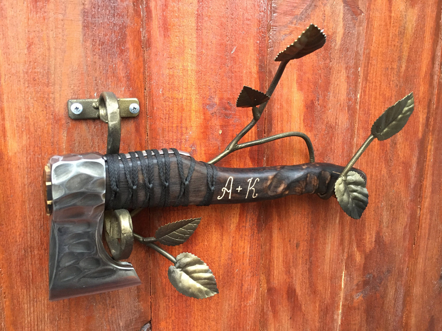 Wall hanging axe, personalized axe, custom axe, engraved axe, viking axe with holder, manly gifts, medieval axe, bearded axe, carving axe