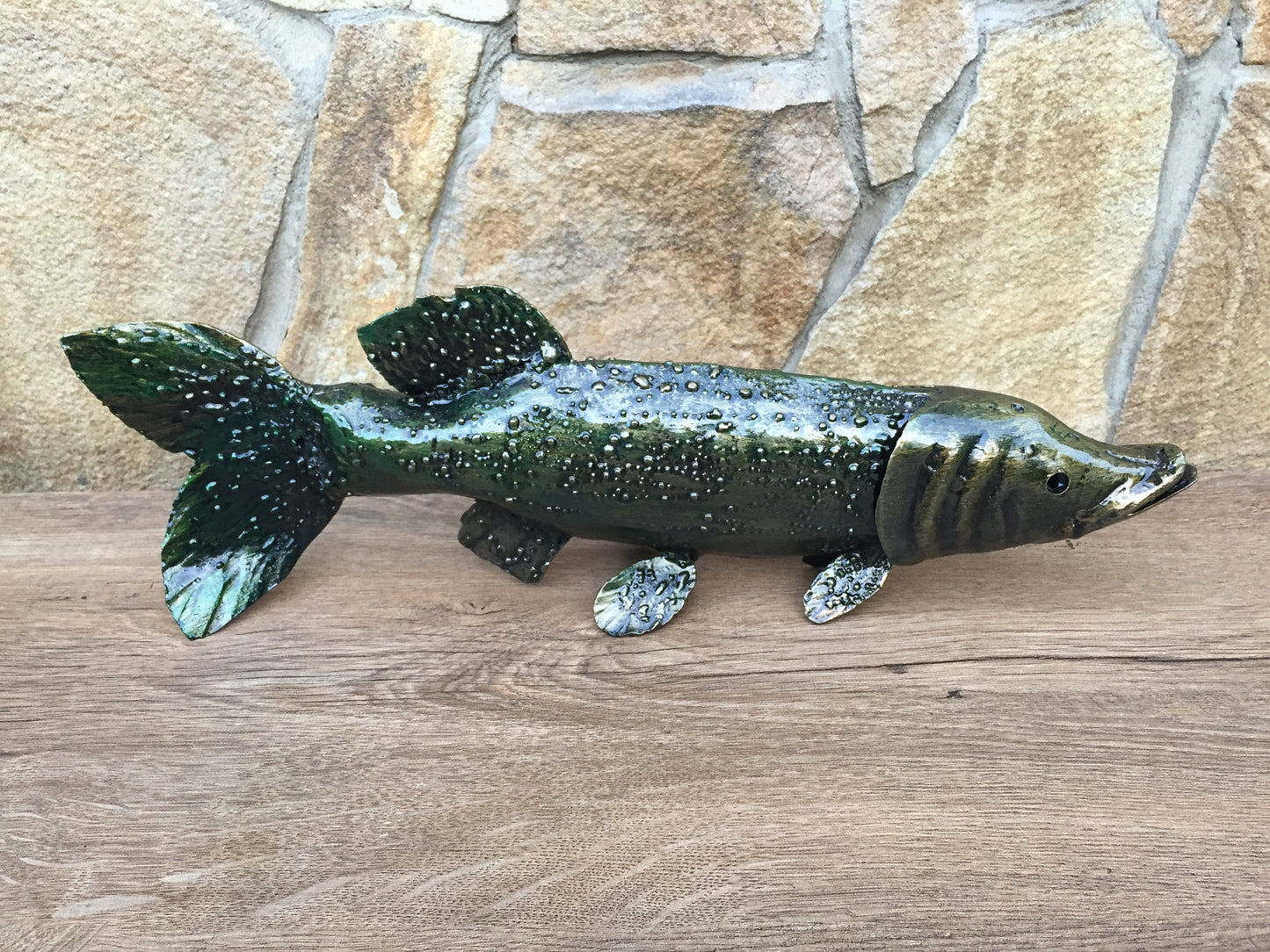 Pike, metal pike, iron pike, pike fishing, pike decal, fish art, fish decor, fish birthday, fish lover gifts, fish charm,fish figurine,fish