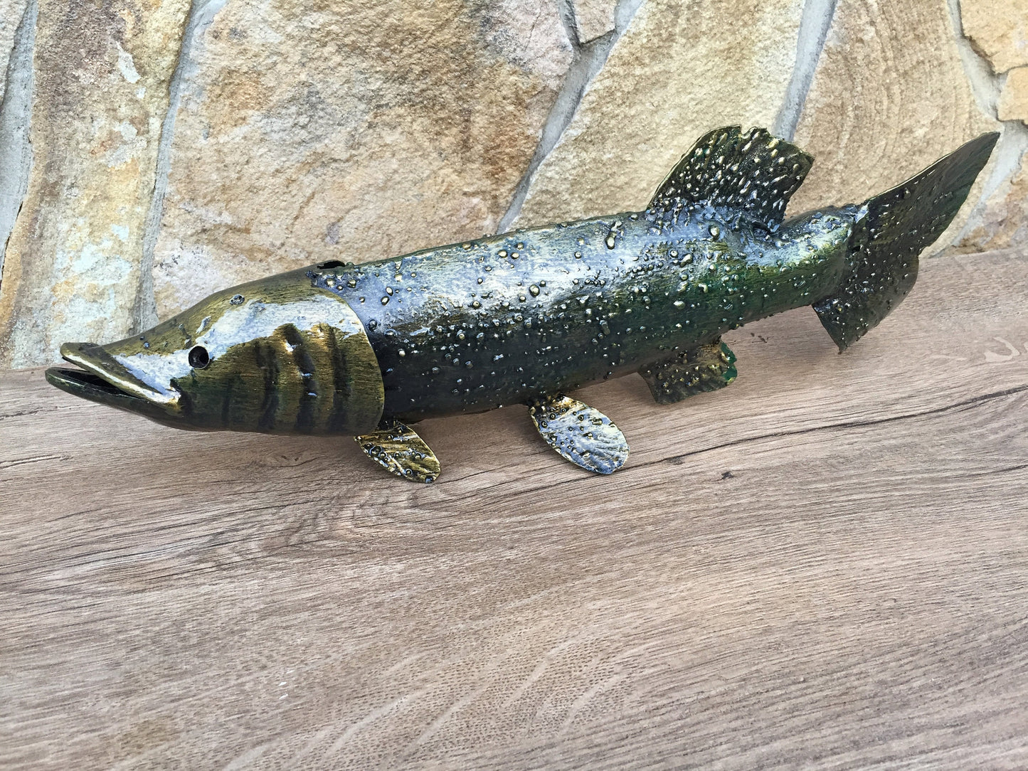 Pike, metal pike, iron pike, pike fishing, pike decal, fish art, fish decor, fish birthday, fish lover gifts, fish charm,fish figurine,fish