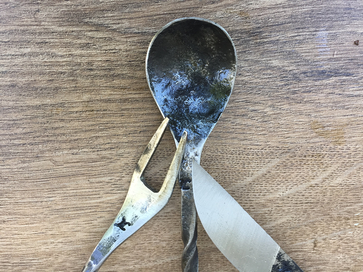 Medieval cutlery, knife, spoon, skewer, middle ages cutlery, camp equipment, grill tools, forged flatware, dining set, viking, fork, kitchen