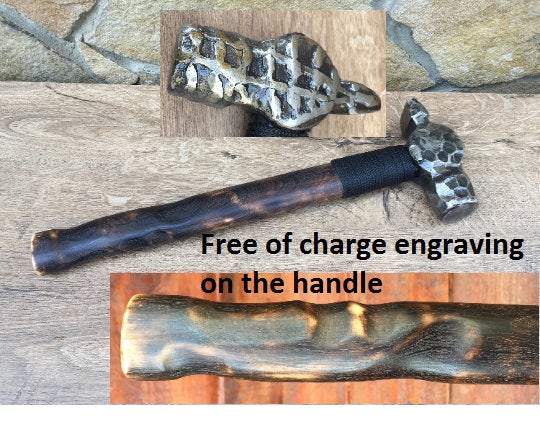 Hand forged hammer, handyman tool, viking axe,his birthday gift, mens gift, iron gift for him, Thors hammer, steel hammer, blacksmith hammer