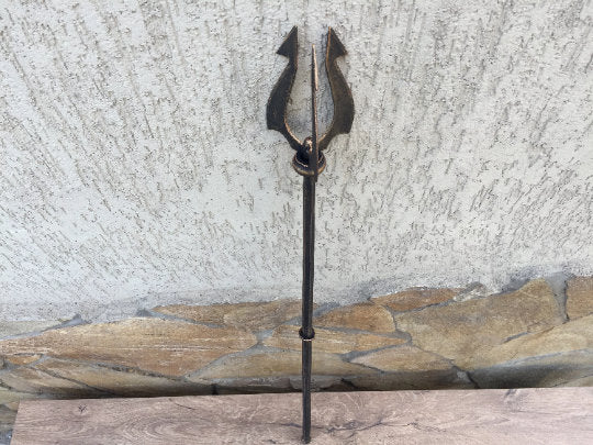 Hand forged trident, trident of poseidon, trident charm, trident crown, trident decal, trident prop, Neptune trident, axe, cosplay, mermaid
