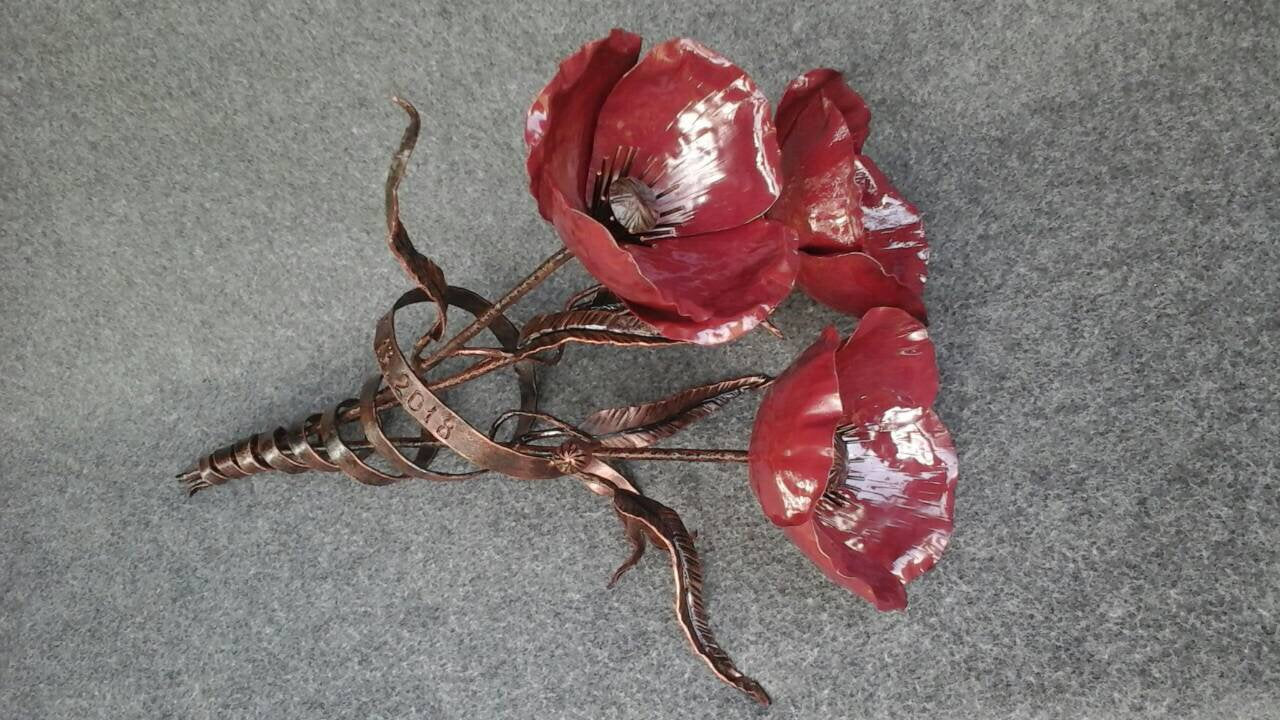 Hand forged poppy, bridesmaid gifts, gift for bride, bridesmaid gift, bride gift, brides gift, bachelorette party, gift for bridsmaid, poppy
