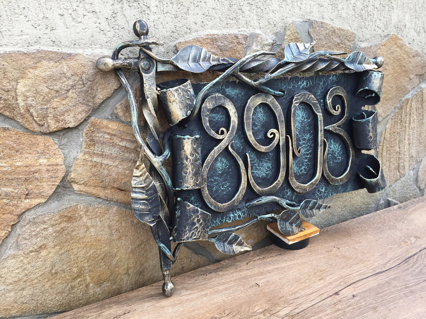 House number sign, house number plaque, fence decor, fence art, medieval, viking, porch, house plate, address number sign,address sign