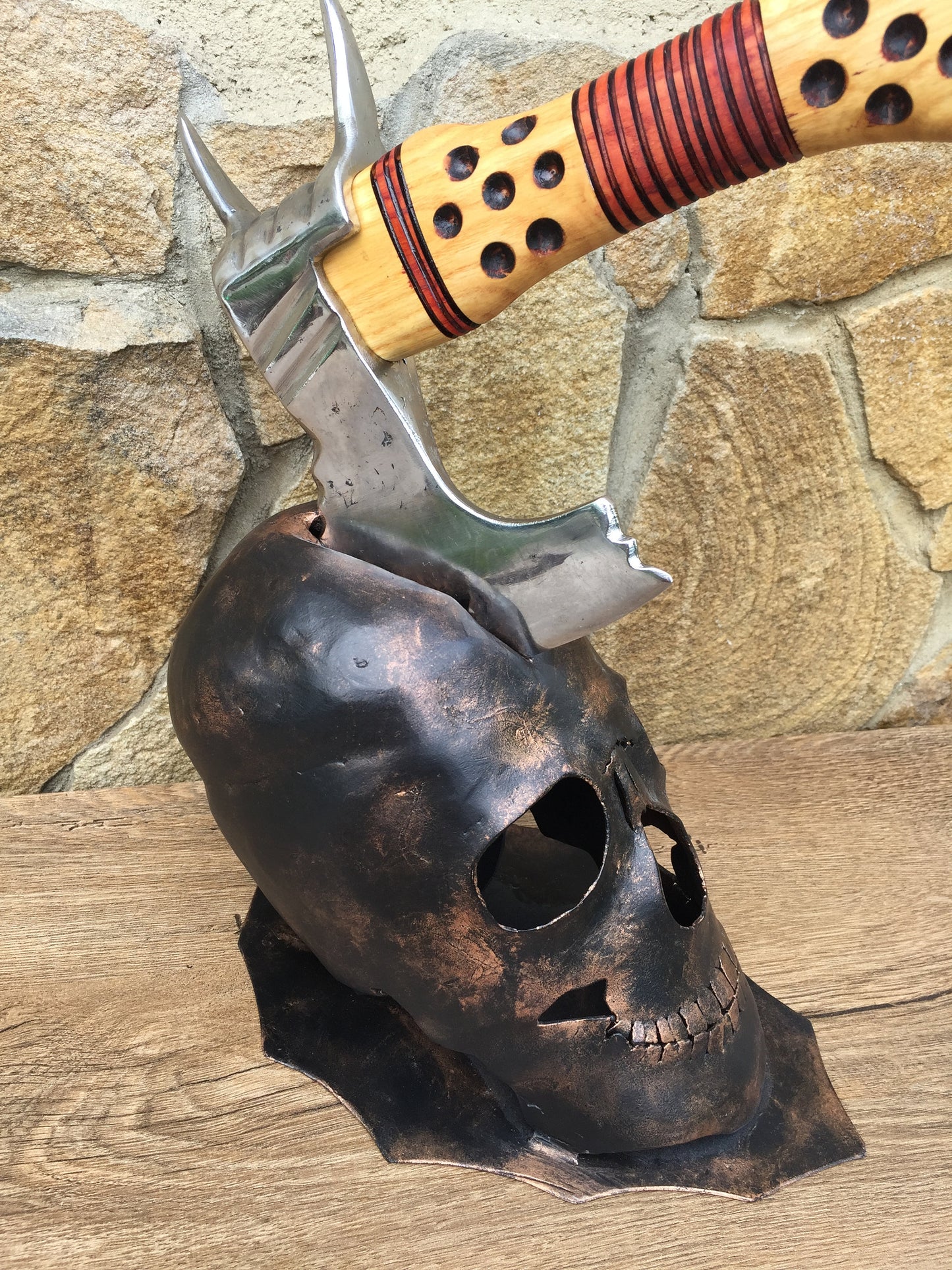 Axe holder, axe stand, viking axe, Leviathan axe, mens gifts, God of War axe, iron skull, medieval axe, tomahawk, gift for him,gifts for men