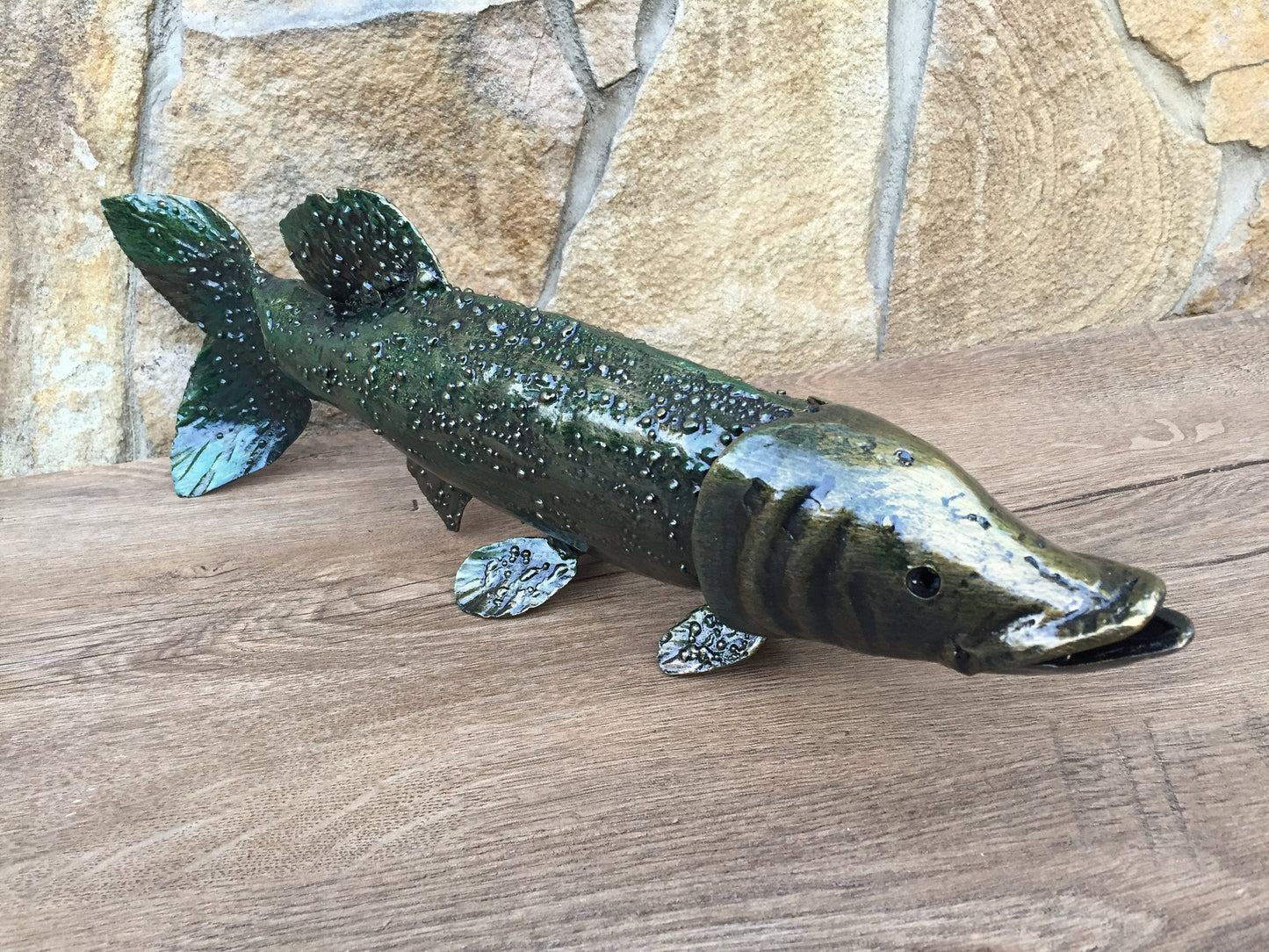 Pike, metal pike, iron pike, pike fishing, pike decal, fish art, fish decor, fish birthday, fish lover gifts, fish charm,fish figurine,fish
