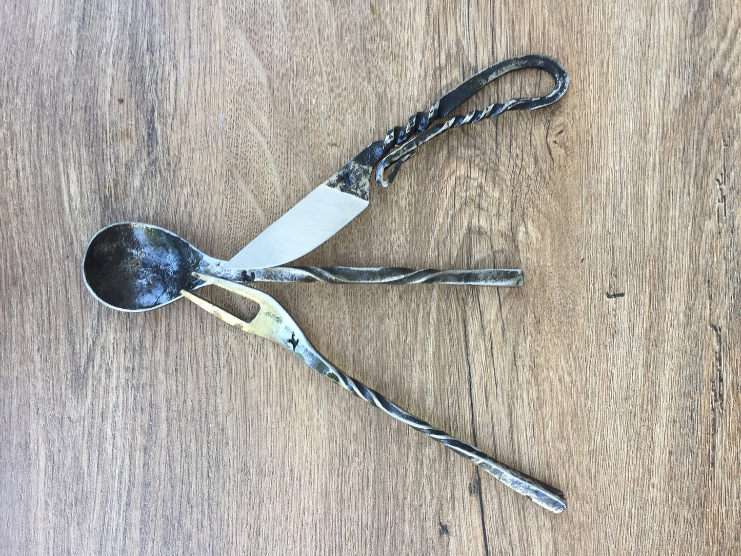 Medieval cutlery, knife, spoon, skewer, middle ages cutlery, camp equipment, grill tools, forged flatware, dining set, viking, fork, kitchen