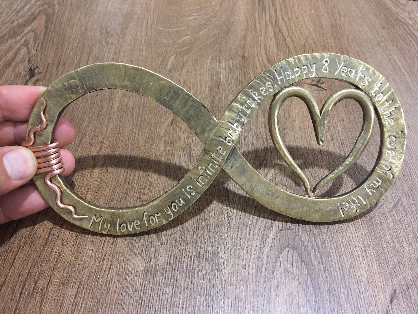 Bronze gift, bronze infinity sign, bronze gift for wife, bronze gift for women, bronze gift for her, 8th anniversary gift,bronze anniversary