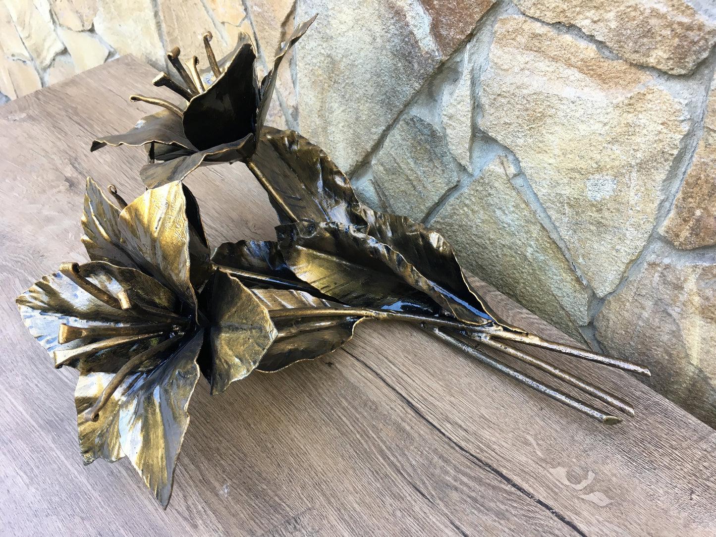 6th anniversary gift for her, bouquet of lily, bridesmaid gift, Christmas gift, iron flower, wedding flowers, lily, iron bouquet, iron gift