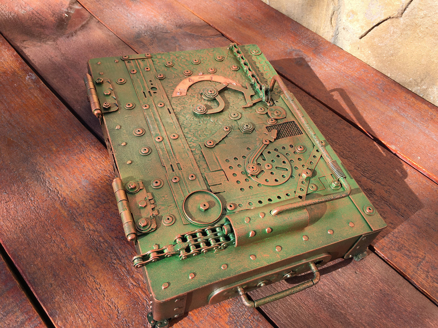 Steampunk metal box, military box, metal organizer, industrial box, metal box, tin box, industrial decor, metal trunk, metal chest, tool box