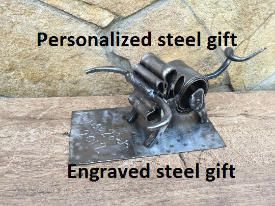 11th anniversary gift, steel anniversary gift for him, 11 year anniversary, steel scroll, partner, for him, for her, favours,love,steel bull
