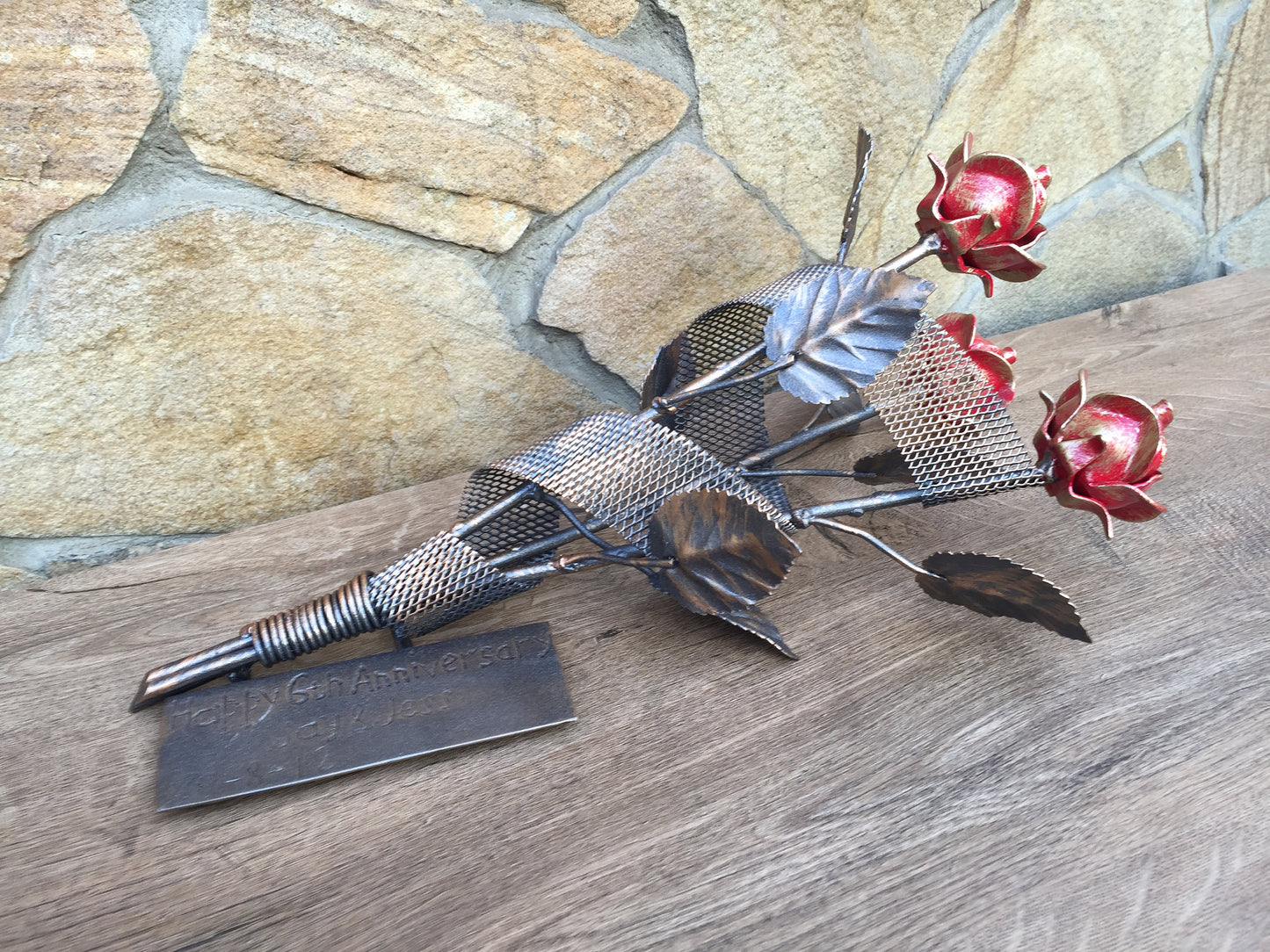 Metal rose, 6th anniversary gift, iron anniversary, hand forged rose, metal artwork, iron rose, metal roses, forged rose, iron gift for her