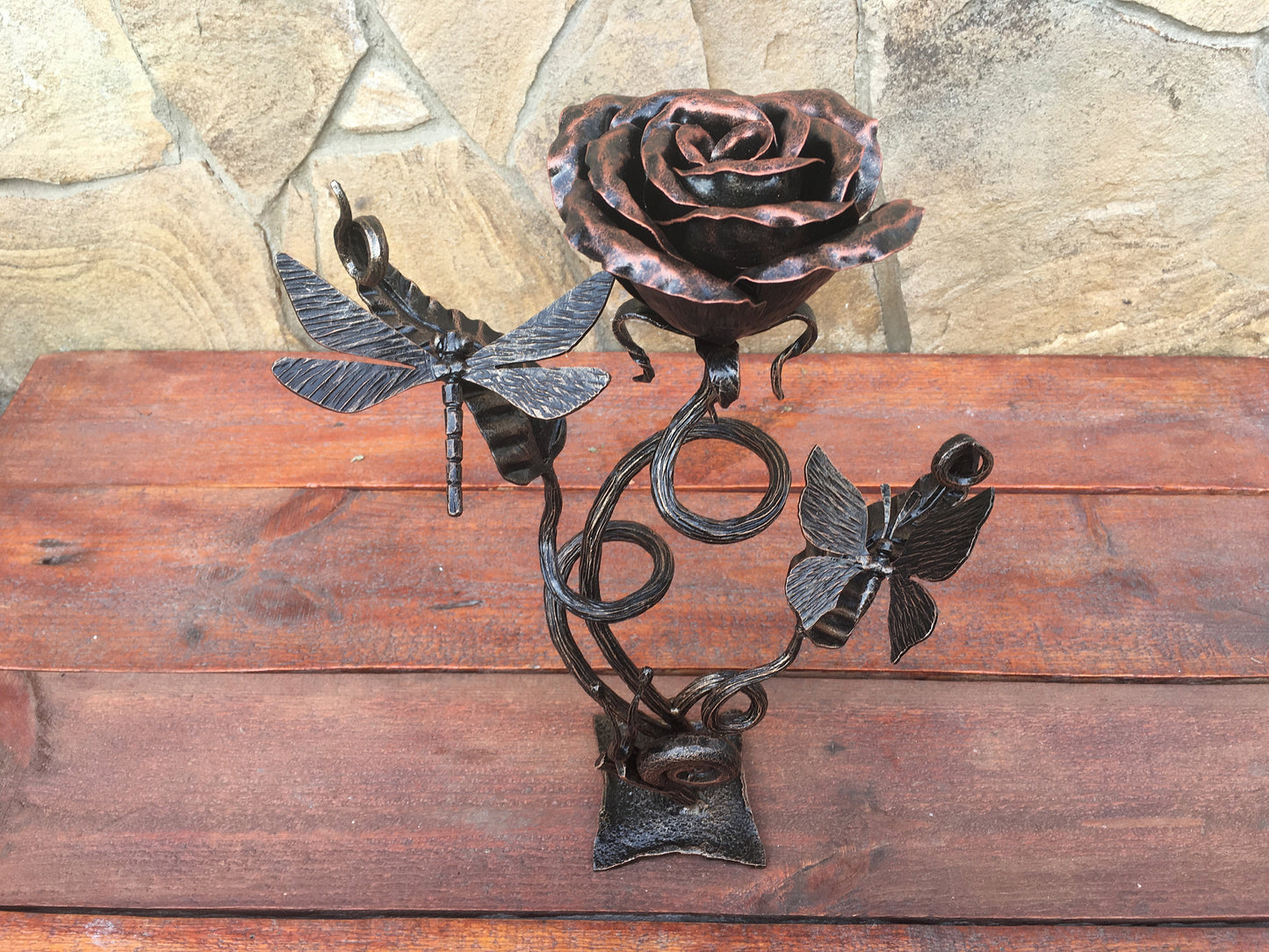 Iron sculpture, iron rose, wedding anniversary gift,iron anniversary gift,wedding gift,Mother's day,Valentine's day gift, iron gift for her