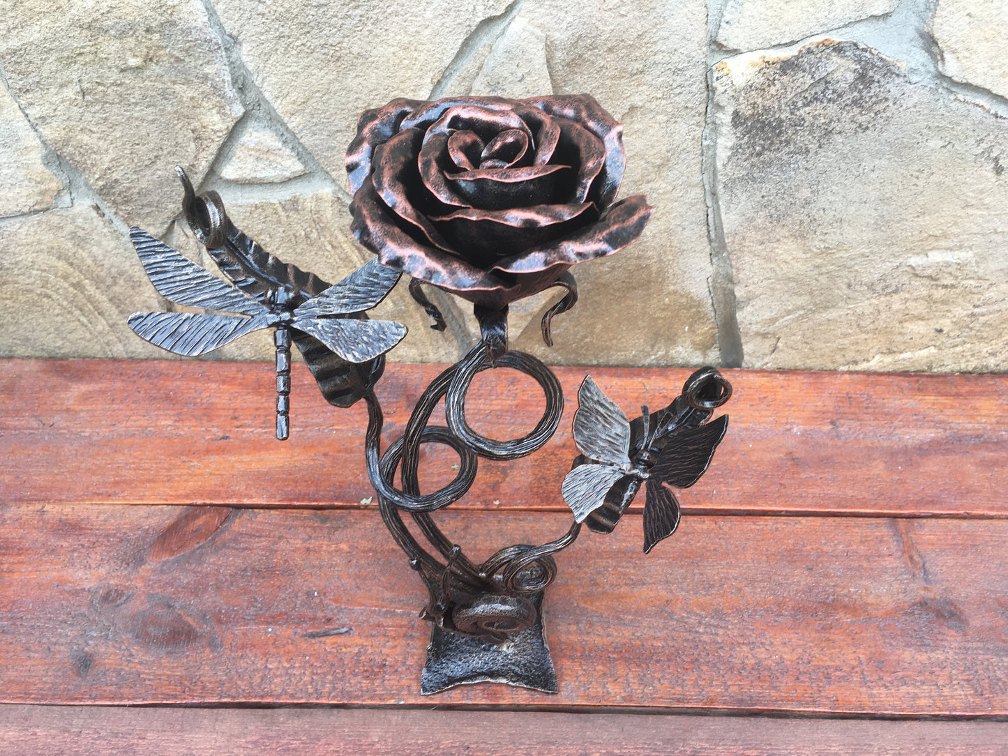 Iron sculpture, iron rose, wedding anniversary gift,iron anniversary gift,wedding gift,Mother's day,Valentine's day gift, iron gift for her