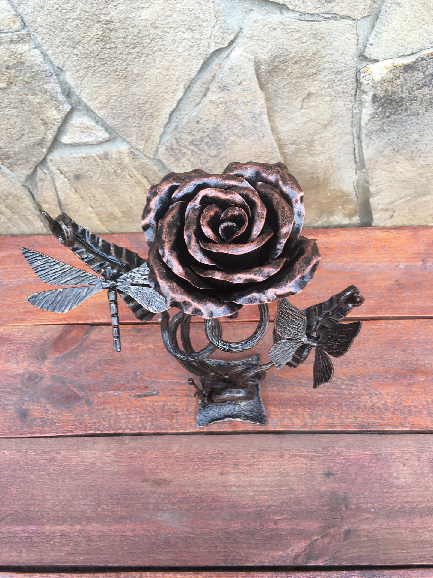 Iron sculpture, iron rose, wedding anniversary gift,iron anniversary gift,wedding gift,Mother's day,Valentine's day gift, iron gift for her