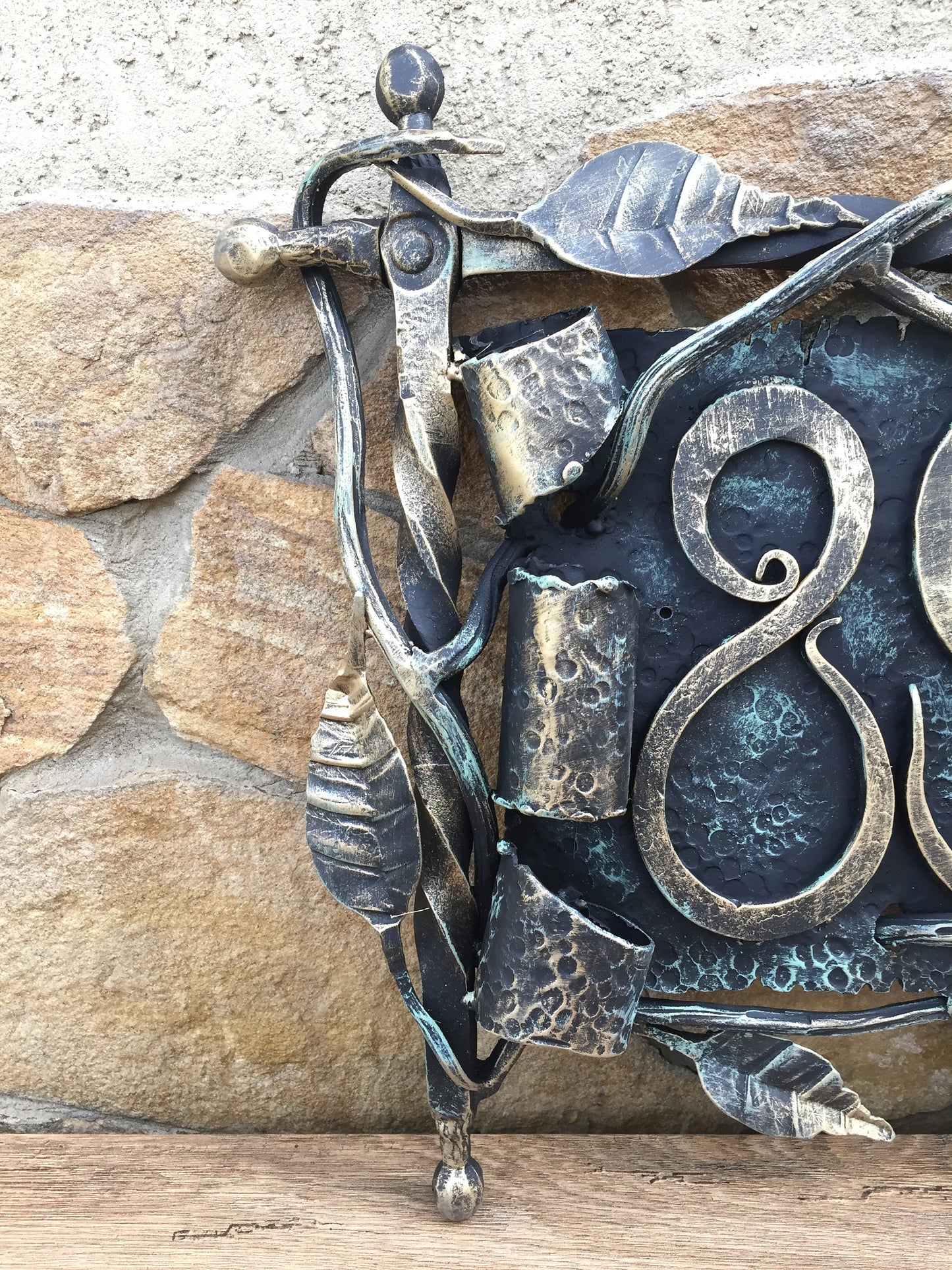 House number sign, house number plaque, fence decor, fence art, medieval, viking, porch, house plate, address number sign,address sign