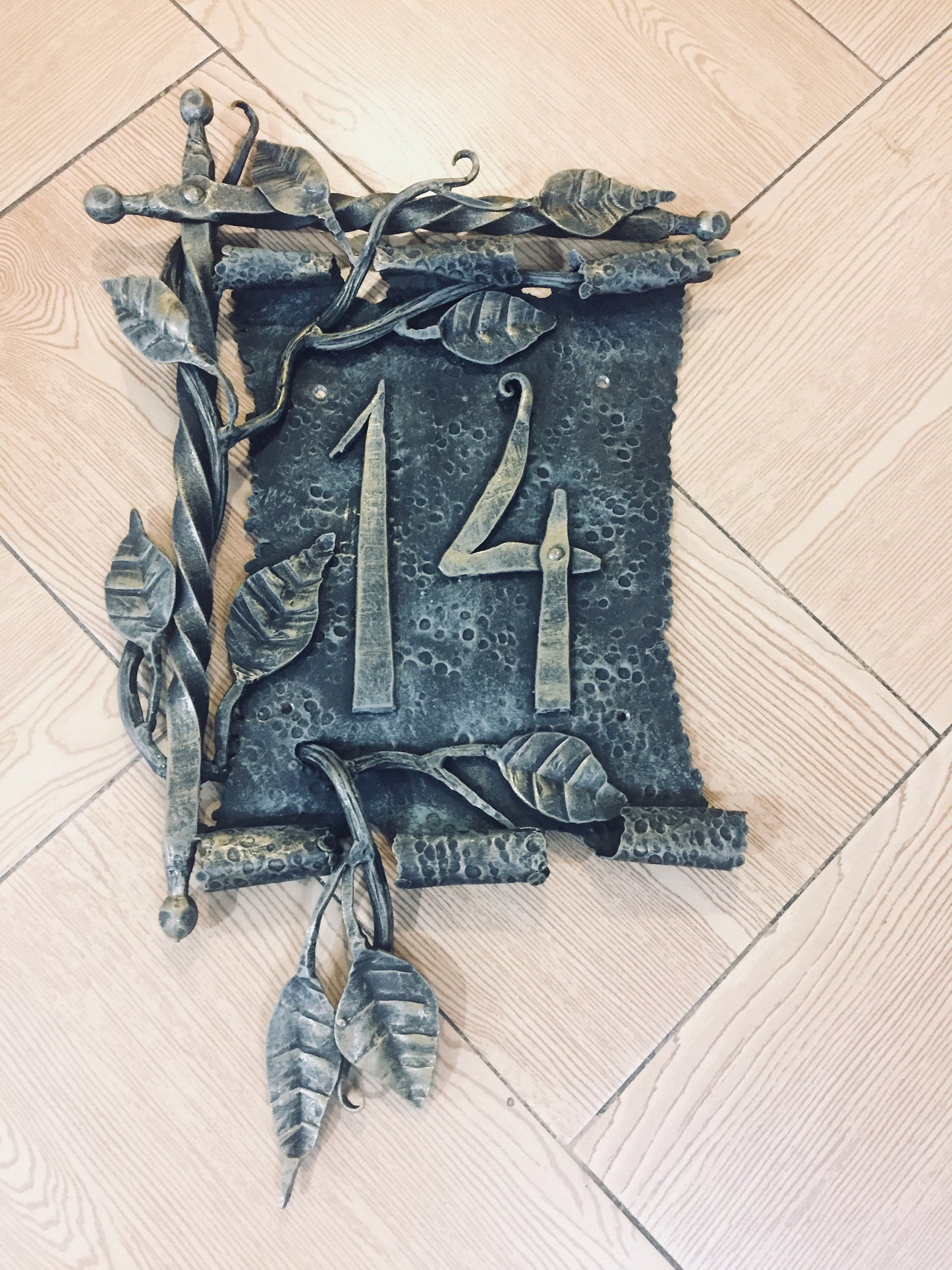 House number plaque, house number sign, medieval, rustic plaque, viking, lettering, house plate,viking gift,address number sign,address sign
