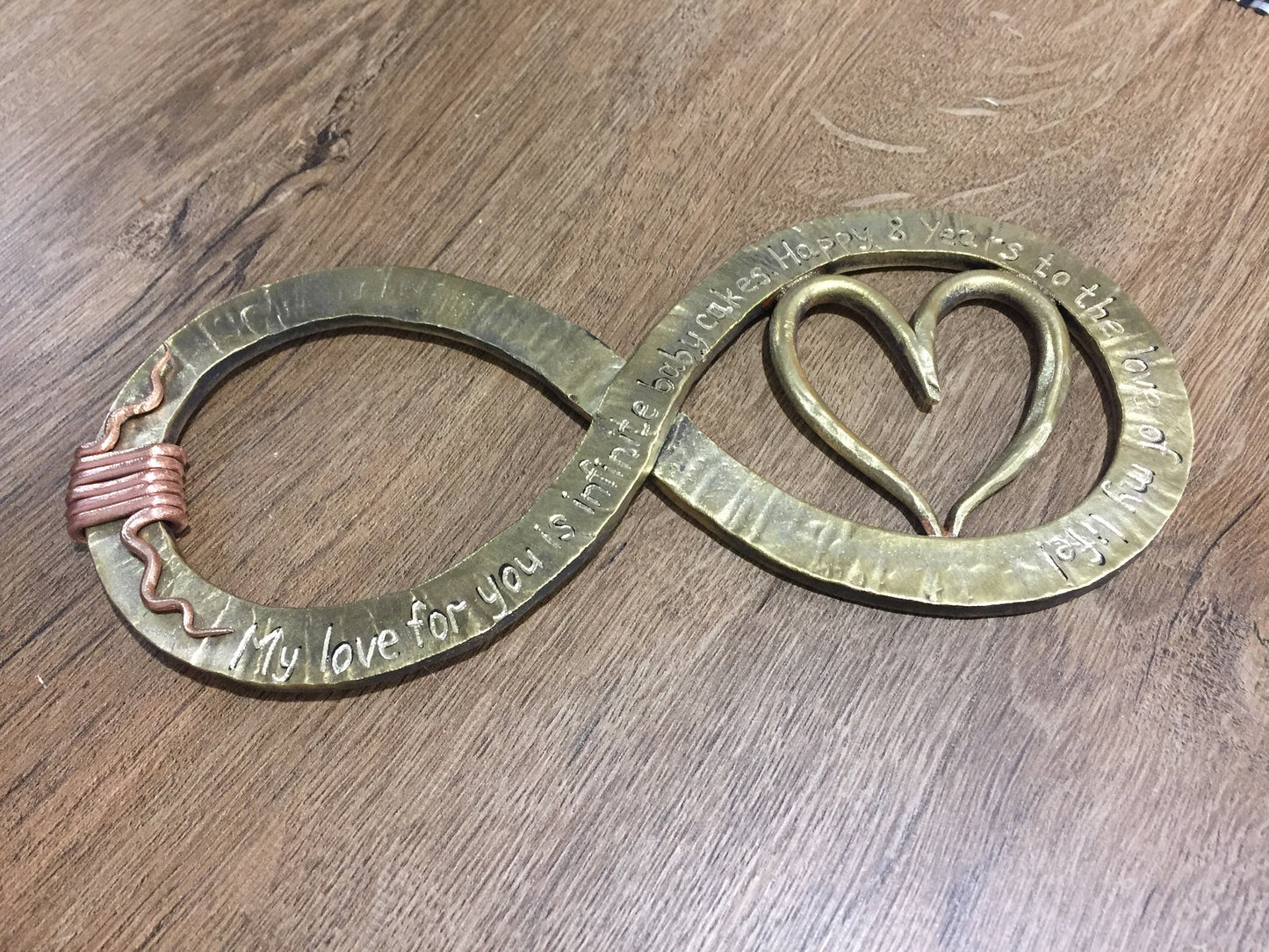 Bronze gift, bronze infinity sign, bronze gift for wife, bronze gift for women, bronze gift for her, 8th anniversary gift,bronze anniversary