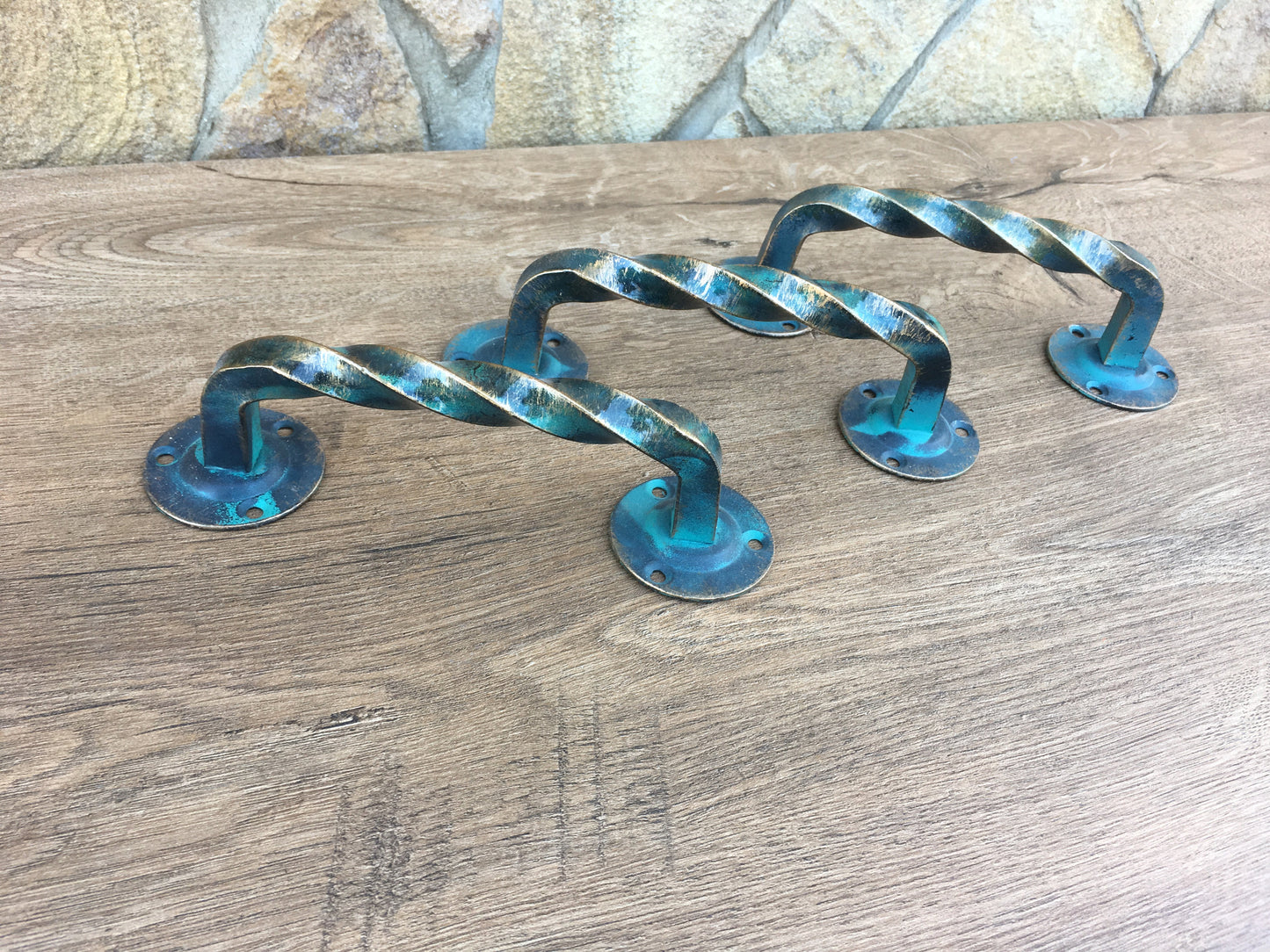 A set of 3 door handles, barn door handle,iron anniversary gift for him,metal sculpture,door handle,barn door pulls,door hardware,door pulls