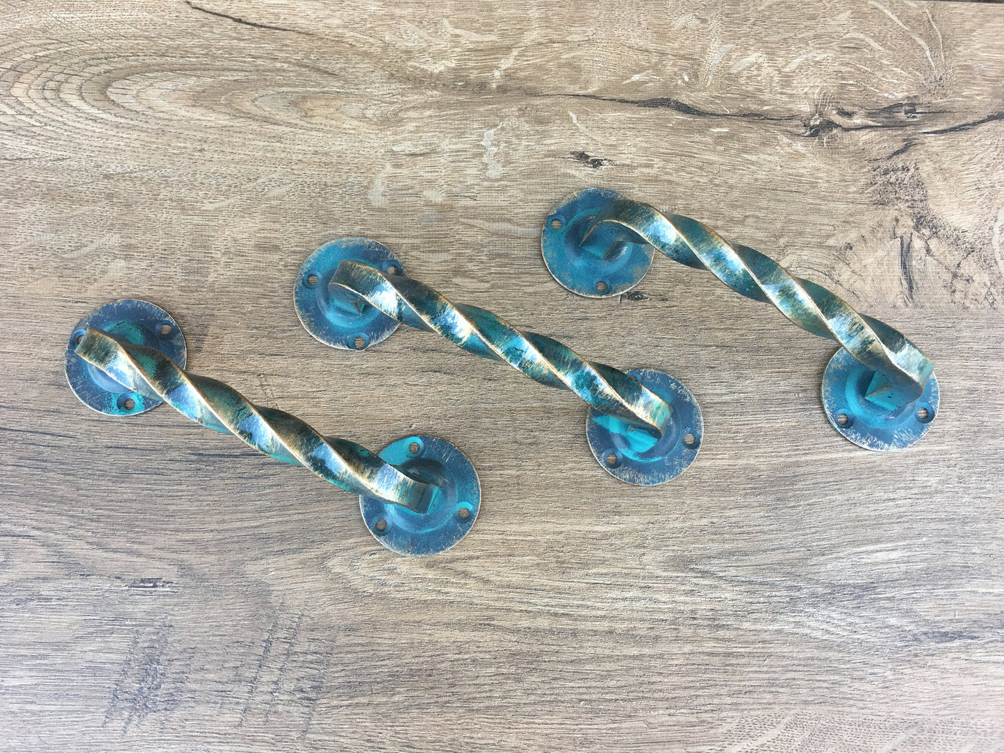 A set of 3 door handles, barn door handle,iron anniversary gift for him,metal sculpture,door handle,barn door pulls,door hardware,door pulls