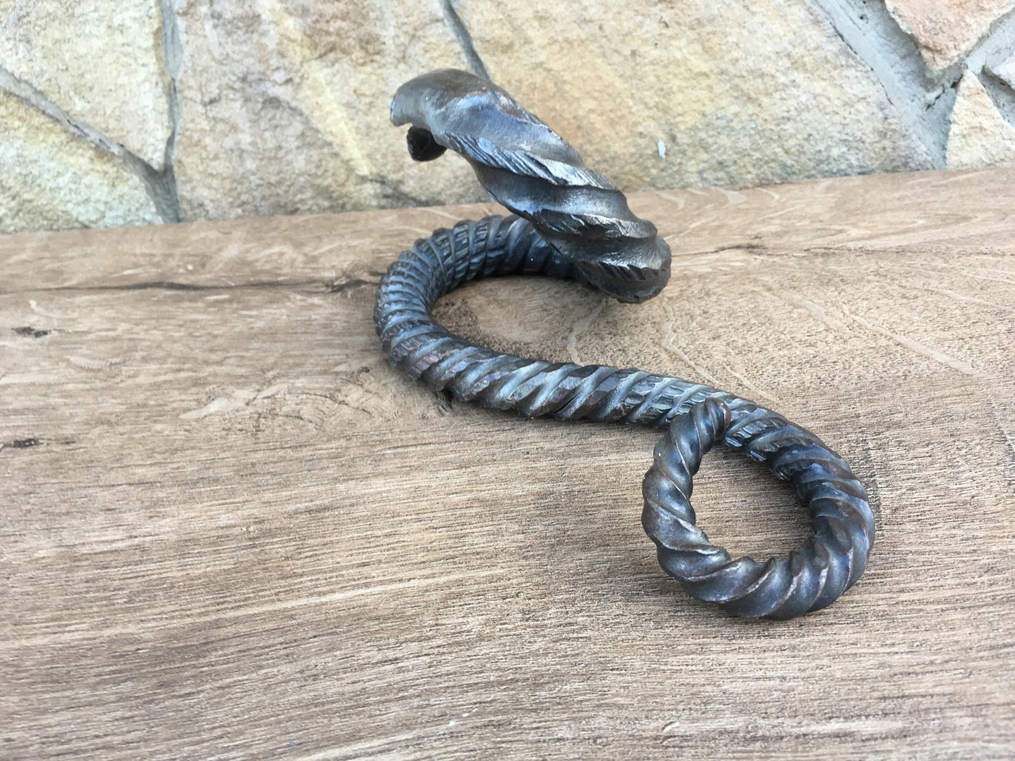 Iron snake, hand forged snake, metal snake, steel snake, home decor ideas, home decor gifts, cool gifts, wooden gifts, glass gifts, snake