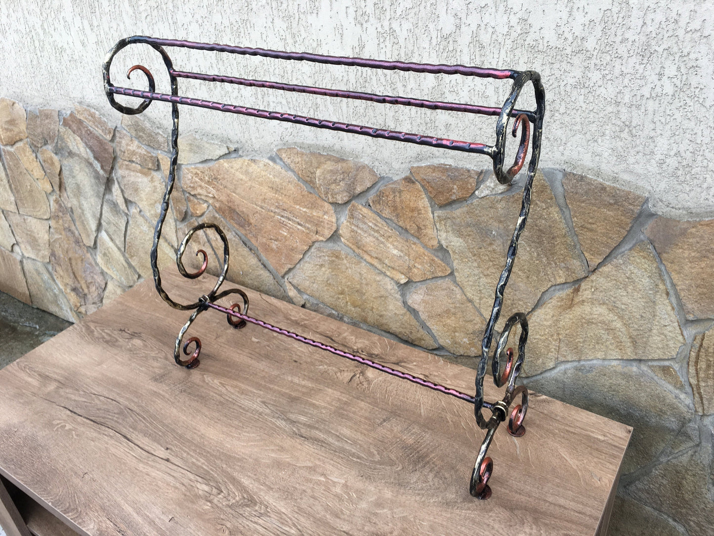 Hand forged towel rack standing, towel holder, towel rack, towel rack shelf, standing towel rack, bathroom decor, iron towel bar, iron gift