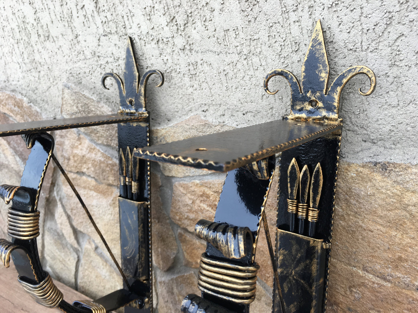 Shelf brackets (a set of two pcs), hand forged brackets, medieval decor, bracket hooks, metal wall art, support bars, forged corbel, axe