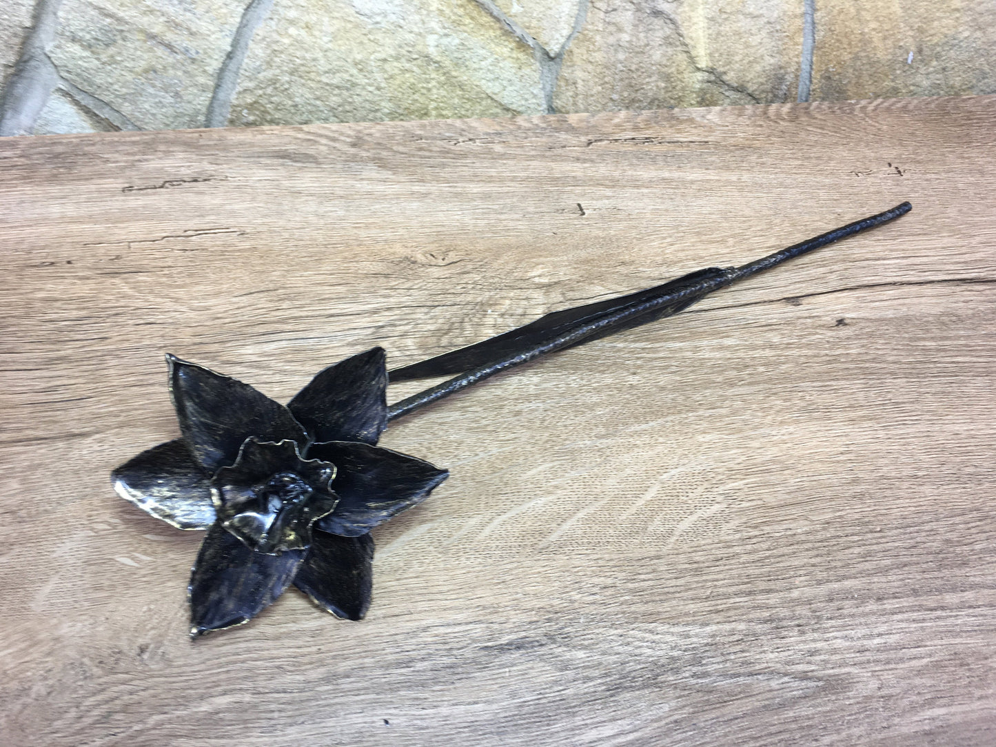 Hand forged narcissus, metal narcissus, iron narcissus, iron sculpture, iron anniversary gift for her, iron rose, metal rose, iron flower
