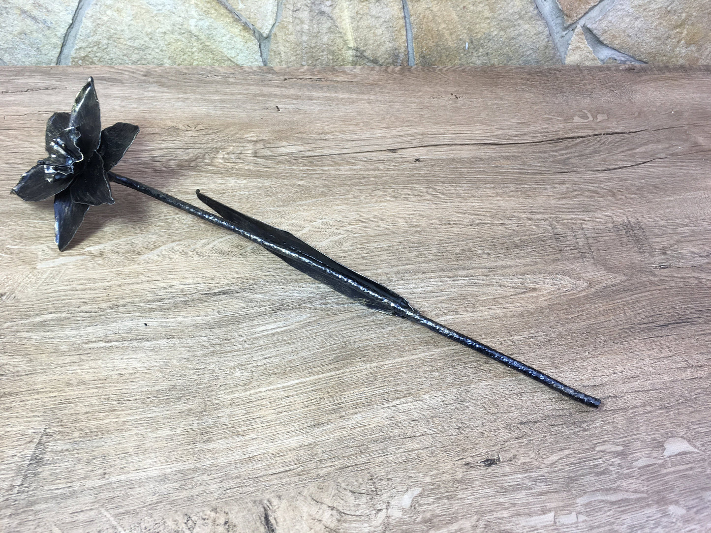 Hand forged narcissus, metal narcissus, iron narcissus, iron sculpture, iron anniversary gift for her, iron rose, metal rose, iron flower