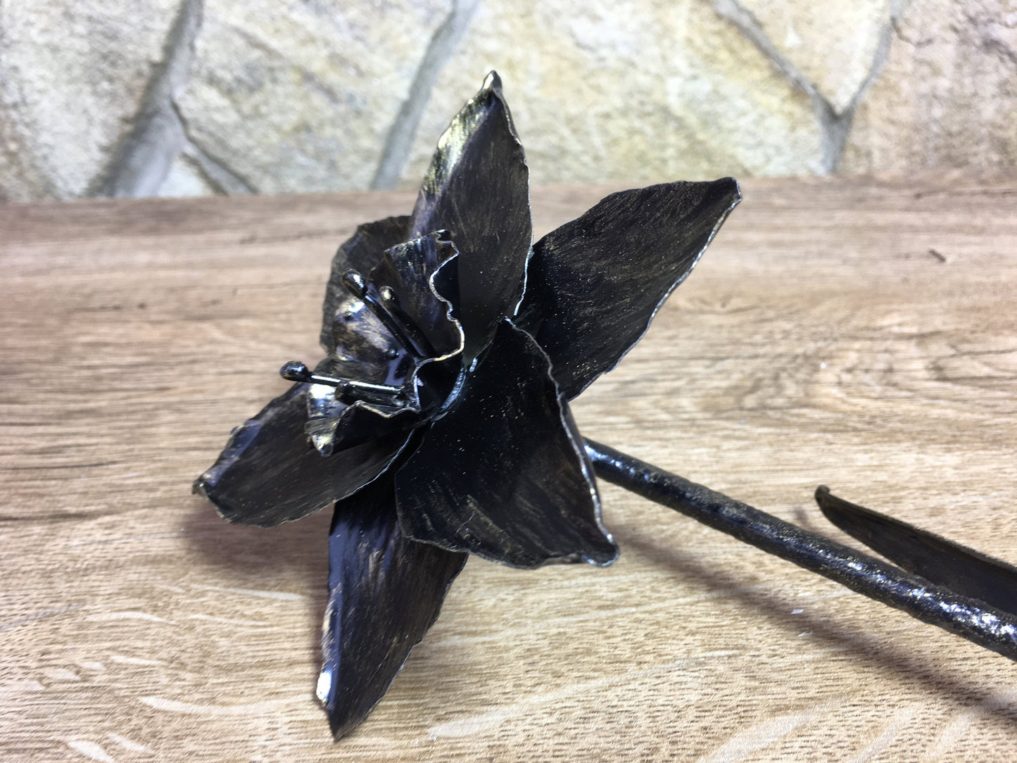 Hand forged narcissus, metal narcissus, iron narcissus, iron sculpture, iron anniversary gift for her, iron rose, metal rose, iron flower