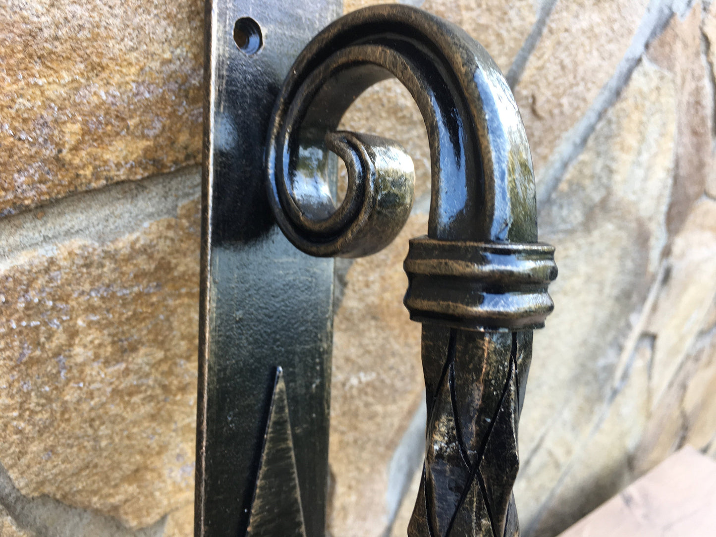 Custom listing for John: door handle, 16" length, virgin iron, matt lacquering