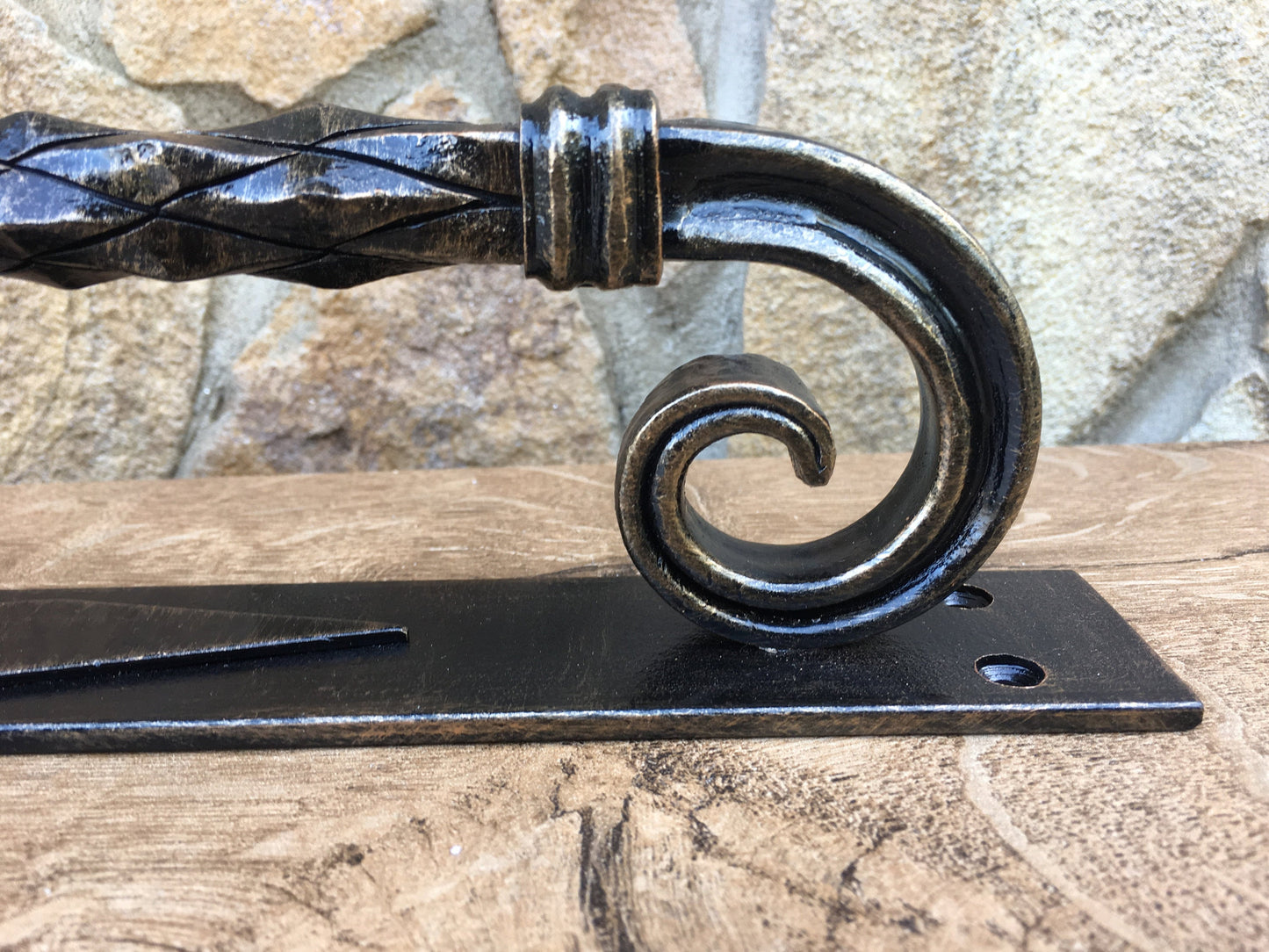 Custom listing for John: door handle, 16" length, virgin iron, matt lacquering