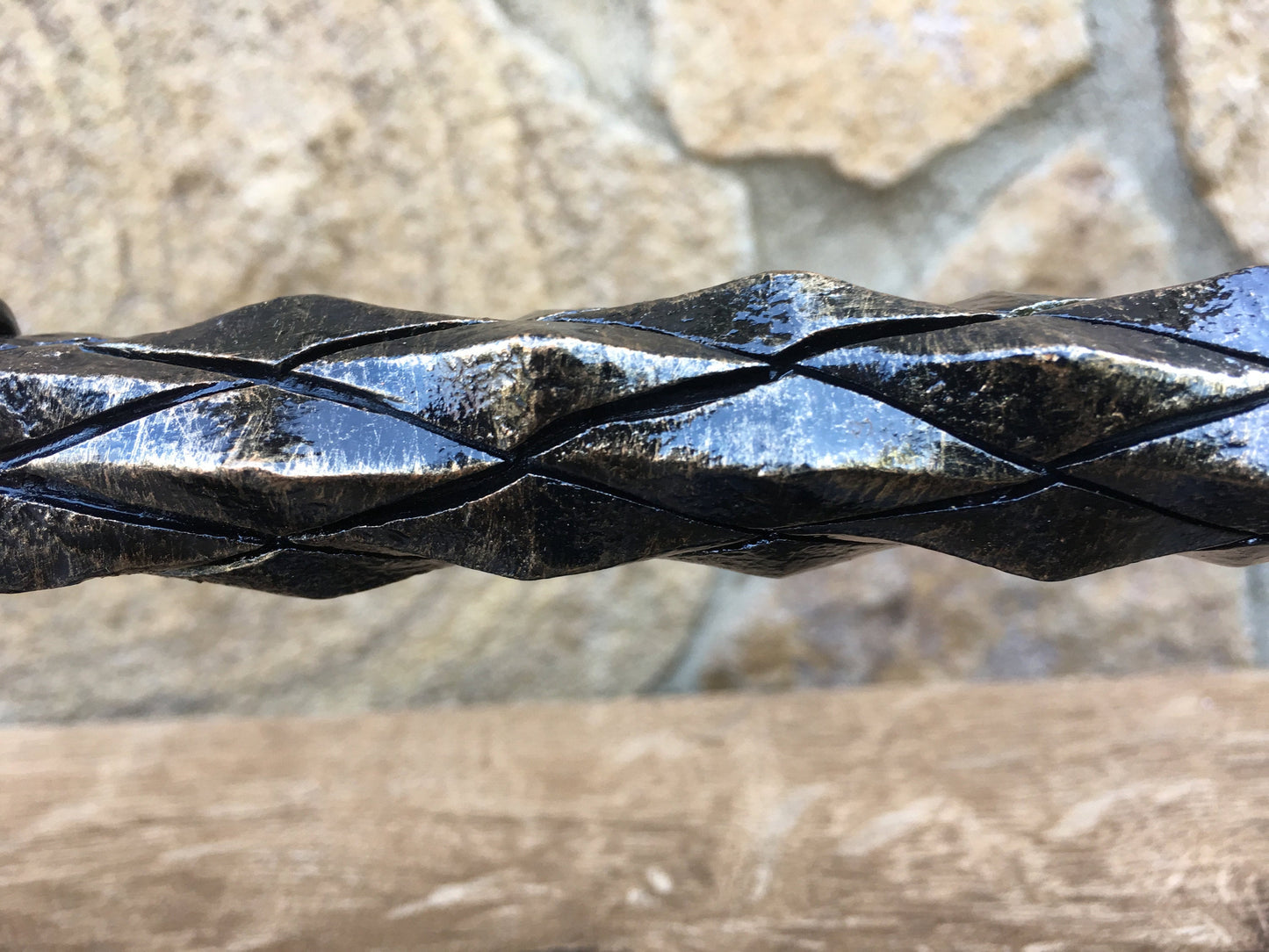 Custom listing for John: door handle, 16" length, virgin iron, matt lacquering