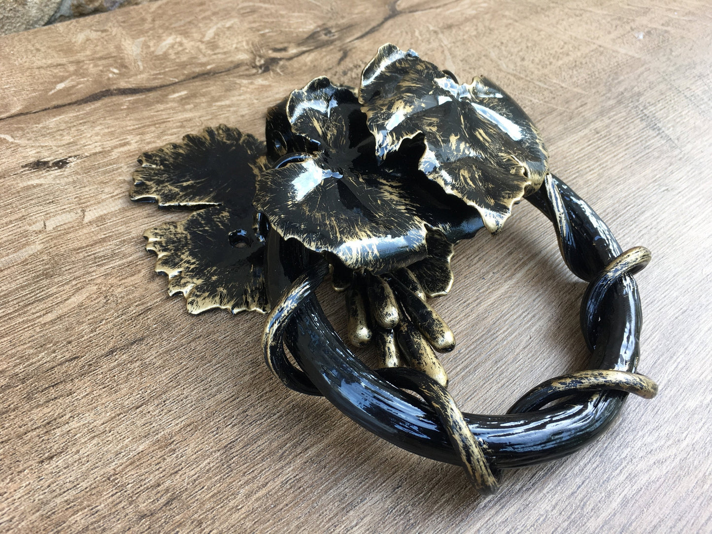 Forged door knocker, door pull, wrought iron door handle, iron door ring, iron pull handle, barn door handle, barn door pull, door pulls