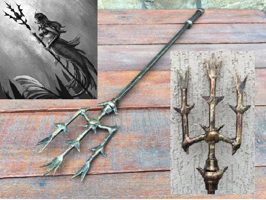 Poseidon trident, trident of Poseidon, mermaid trident, Nuptune trident, hand forged trident, cosplay, cartoon, ocean decor, aquaman
