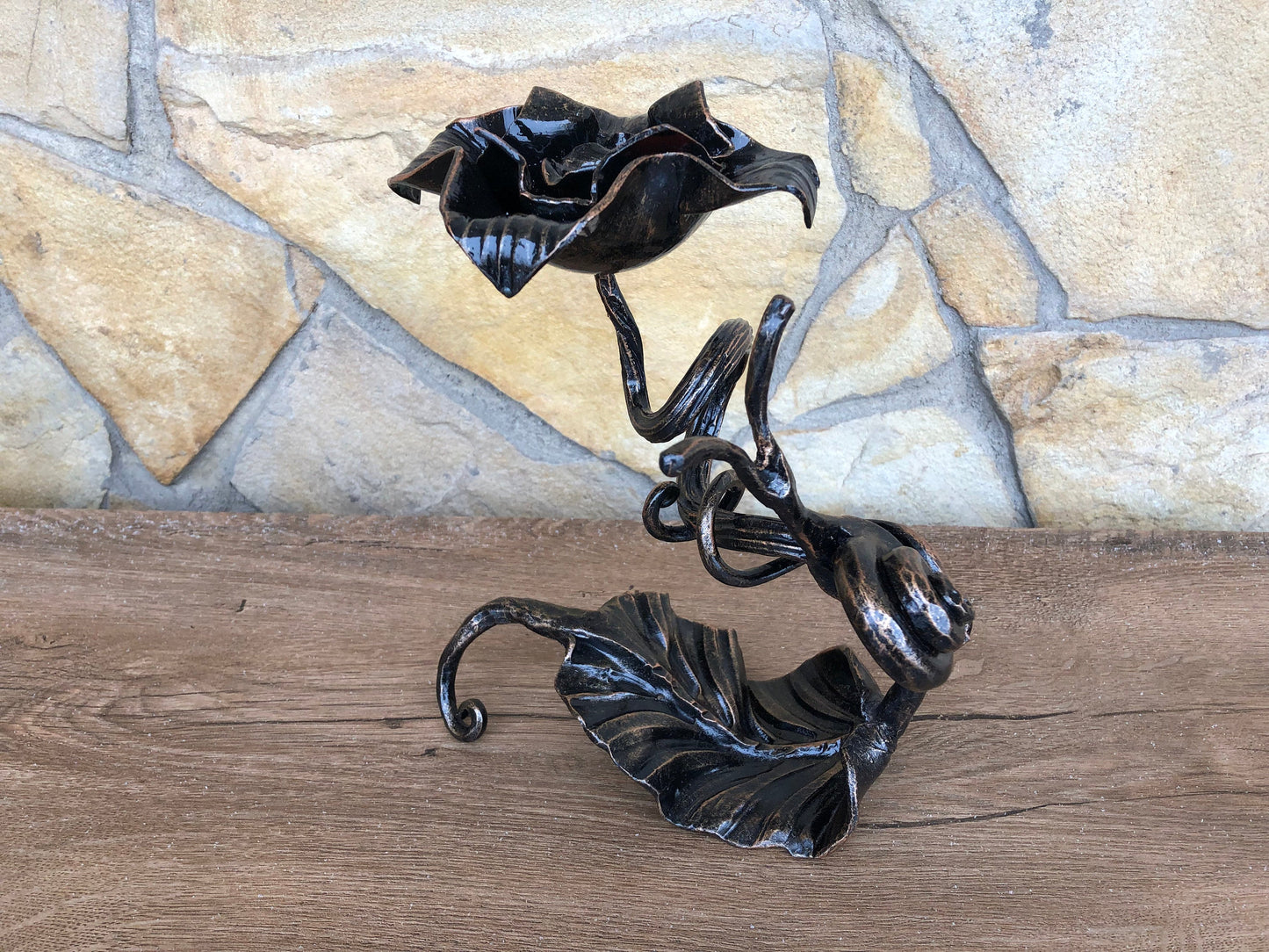 Candle holder, iron anniversary gift for her, candle holder metal, forged candle holder, candle stick metal, candlestick holder,candle stand