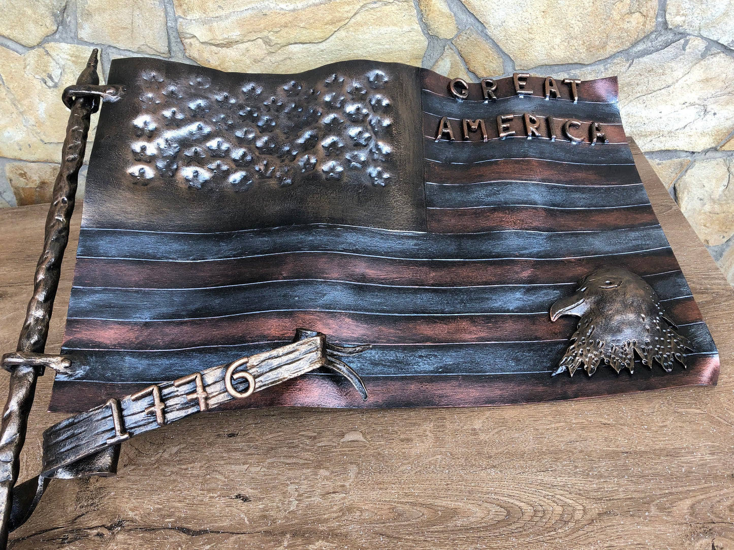 American flag, United States flag, patriotic flag, metal flag of USA, forged flag of USA, US flag, Flag Day, Independence Day, national flag