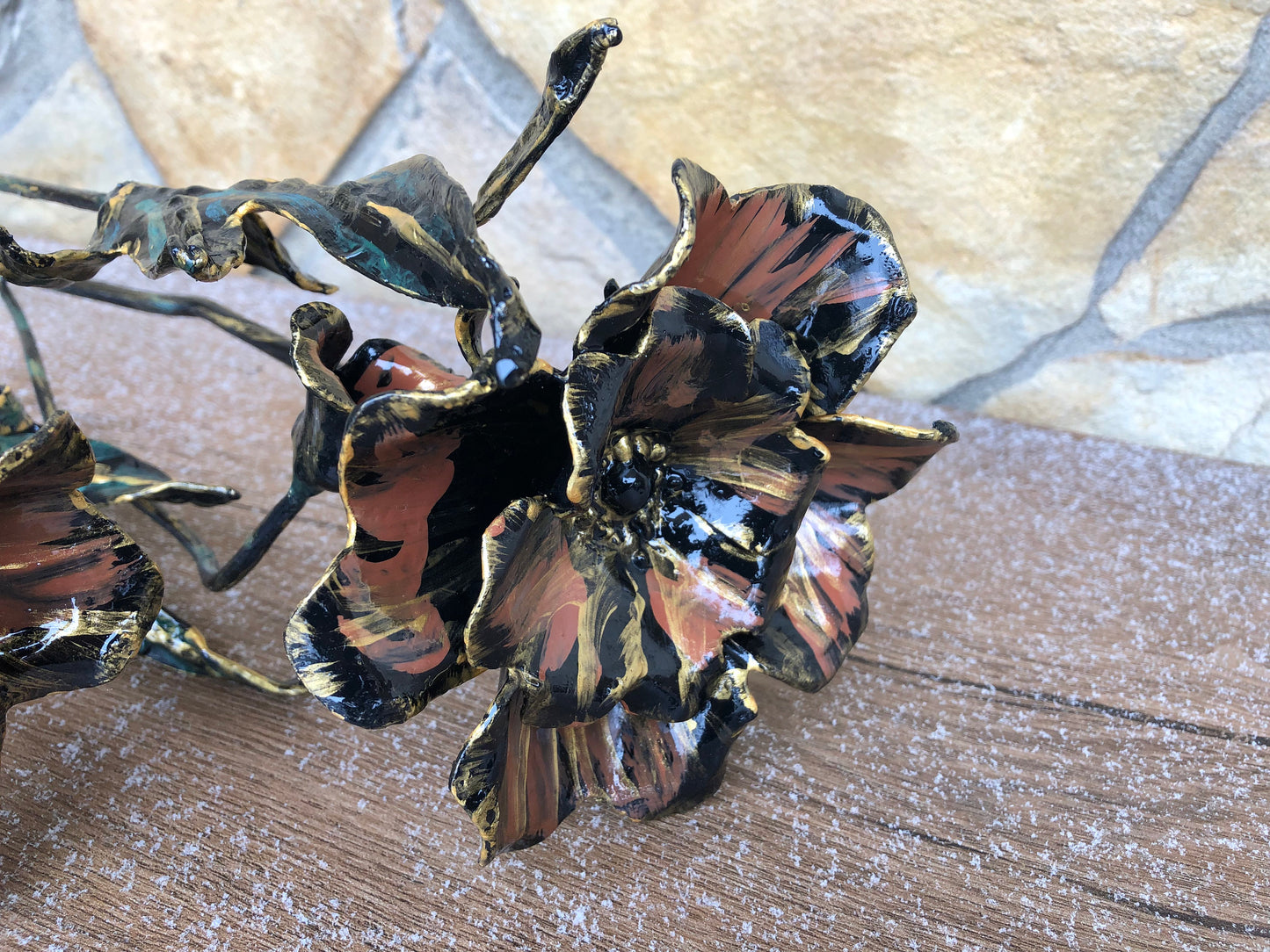 Poppy, poppies, hand forged poppy, metal flower, iron poppy, metal poppy, bouquet of poppies, bouquet of flowers, wedding flower,steel poppy