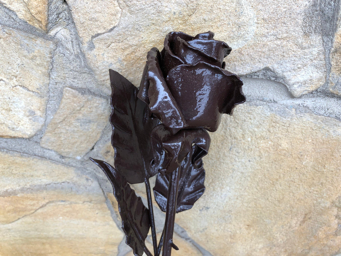 Hand forged rose, brown rose, wrought iron rose, metal sculpture, wedding anniversary, anniversary gift, Christmas gift, metal flower, rose