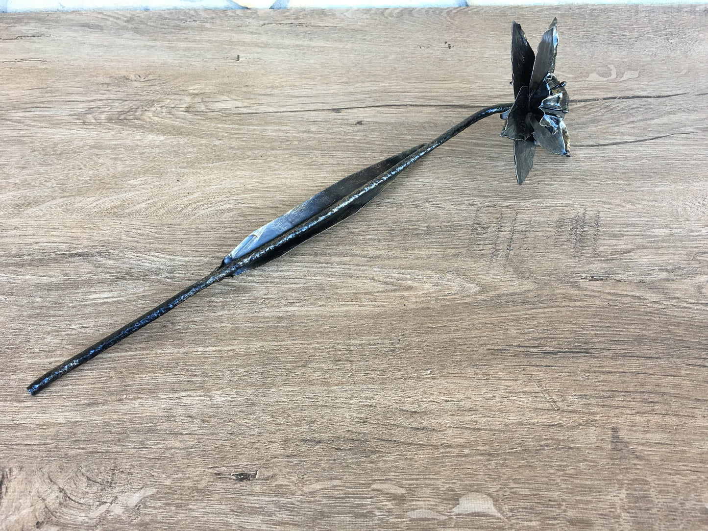 Hand forged narcissus, metal narcissus, iron narcissus, iron sculpture, iron anniversary gift for her, iron rose, metal rose, iron flower