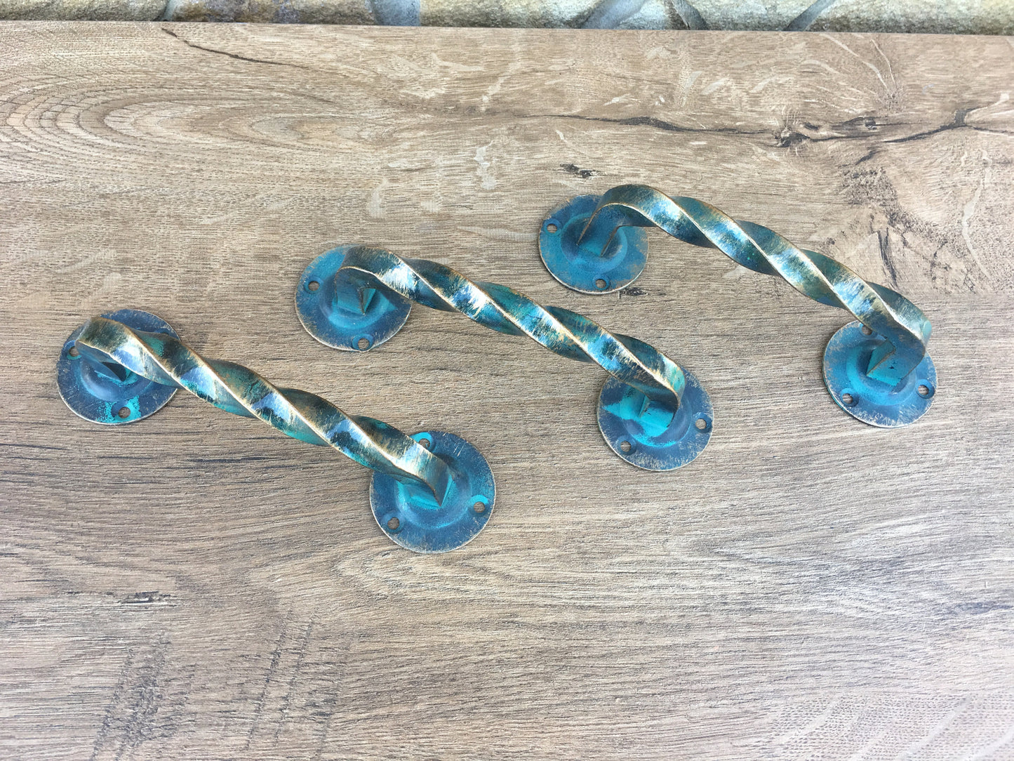 A set of 3 door handles, barn door handle,iron anniversary gift for him,metal sculpture,door handle,barn door pulls,door hardware,door pulls