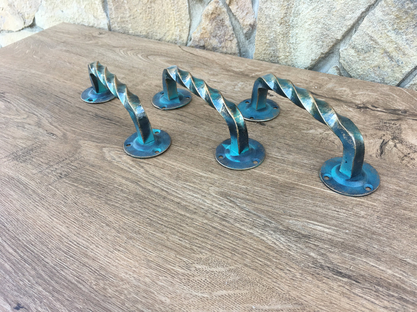 A set of 3 door handles, barn door handle,iron anniversary gift for him,metal sculpture,door handle,barn door pulls,door hardware,door pulls