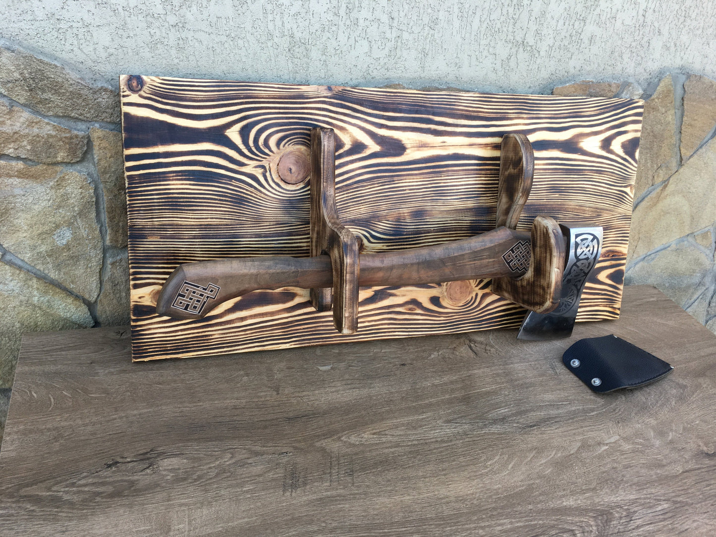 Axe holder, wooden gift, axe stand, axe display, axe hook, wooden anniversary, 5th anniversary,viking axe,hatchet,axe,mens gift,gift for men