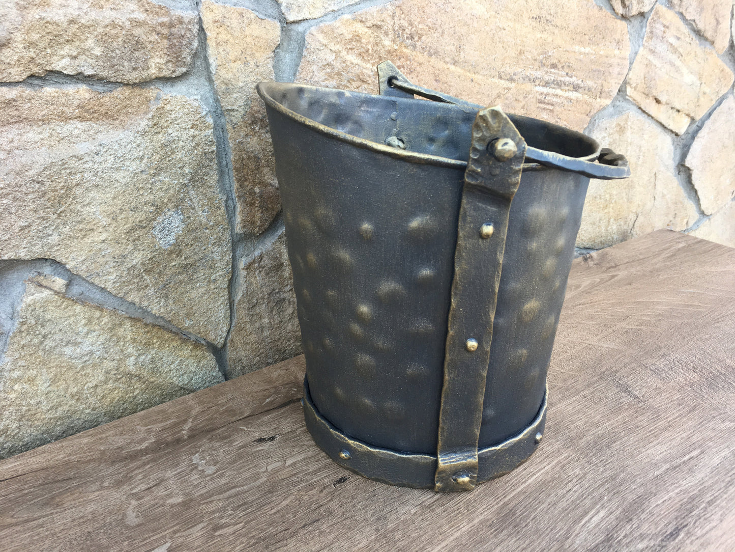 Coal bucket, ash bucket, coal pail, coal scuttle, coal scuttle bucket, firewood bucket, hand forged bucket, fire tool, rustic home decor